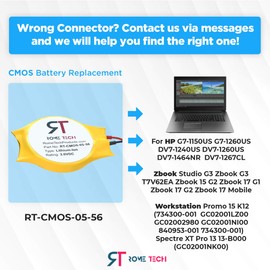 Rome Tech RTC CMOS Battery for HP Pavilion g7-1075dx / HP Pavilion g7-1150us / HP Pavilion g7-2000 / HP Pavilion dv7-6101sa - Laptop Backup BIOS CMOS Battery CR2032 with 2 Pin Wire Cable (3-Pack)