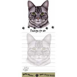 "Tabby Cat Magnetic List Pads" Uniquely Shaped Sticky Notepad Measures 8.5 by 3.5 Inches