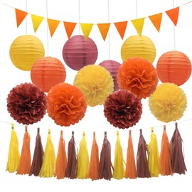 TSOTU Thanksgiving Party Decorations for Fall Festival Wedding Birthday 30packs Fall Colored Paper Lanterns Hanging Décor