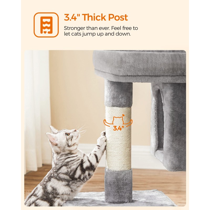 Feandrea Cat Tree, 33.1-Inch Cat Tower, L, Cat Condo for