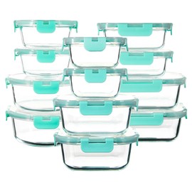 C CREST 12 Pack Airtight Glass Containers for Fresh and Tasty Food Storage, Multi-Size for Efficient Kitchen Storage