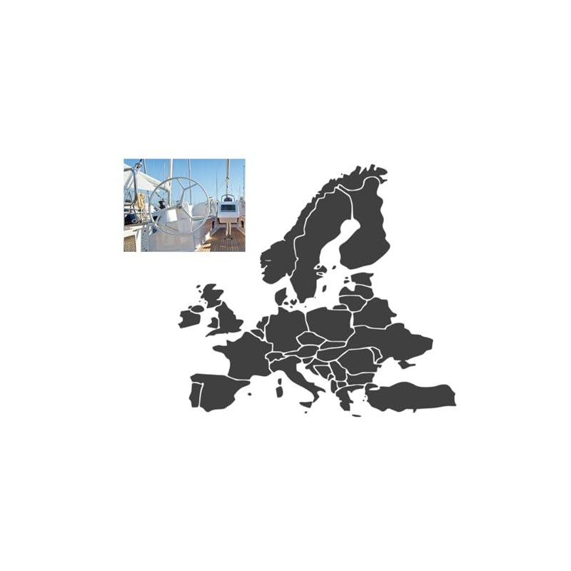 Generisch Europa Compass Sticker (RPT 53) (9 cm, Dark Grey