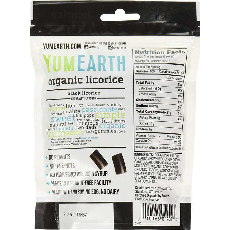 YumEarth Organic Licorice Black 5 Oz 142 G - Pack
