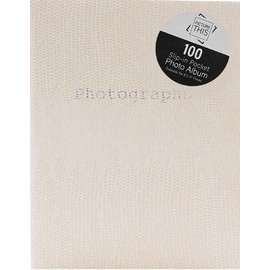 Tallon Snake Skin 6x4 Photo Album Memo Slip in Holds 100 Photos (Cream)
