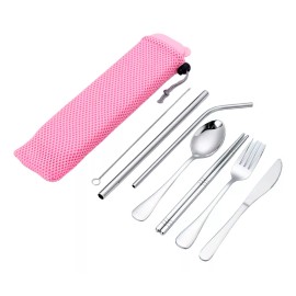 Maíz Kit Cubiertos Palillos Popotes Cepillo Acero Inox Portatil
