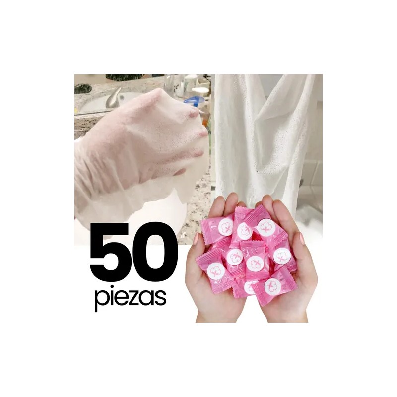 Set 50 Piezas Toalla Comprimida Compacta Limpieza Facial