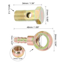 Unifizz Car Diameter Banjo Hose Barb Bolt Fittings Washer Kit Bronze Tone Metal for Motorcycle Car 14mm