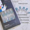 Dikixe Sky Blue Shimmer Cat Eye Medium Coffin Press On