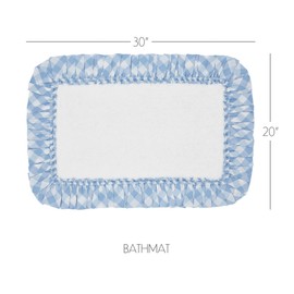 VHC Brands Annie Buffalo Check Bath Mat Farmhouse Ruffled Country Checkered Gingham Bathroom Decor, Blue, 20x30