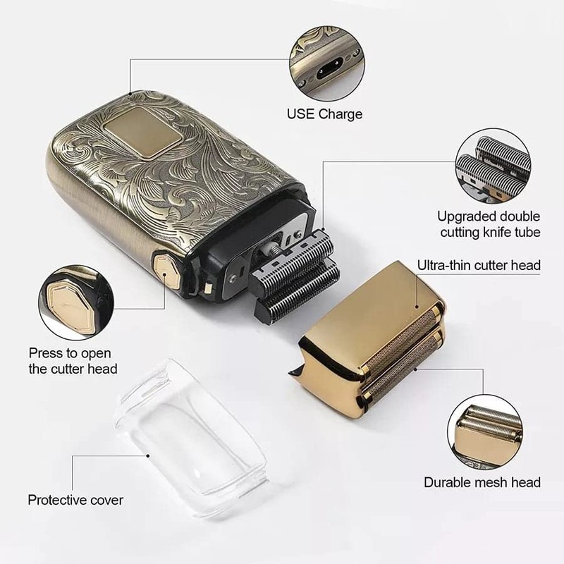 Electric Foil Shavers Bald Foil Blade Reciprocating Double-blade Pusher Digital