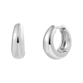 XENOX® Dome Medium Hoop Earrings - Women's Earrings Made of High-Quality 925 Sterling Silver, Sterling Silver, No Gemstone