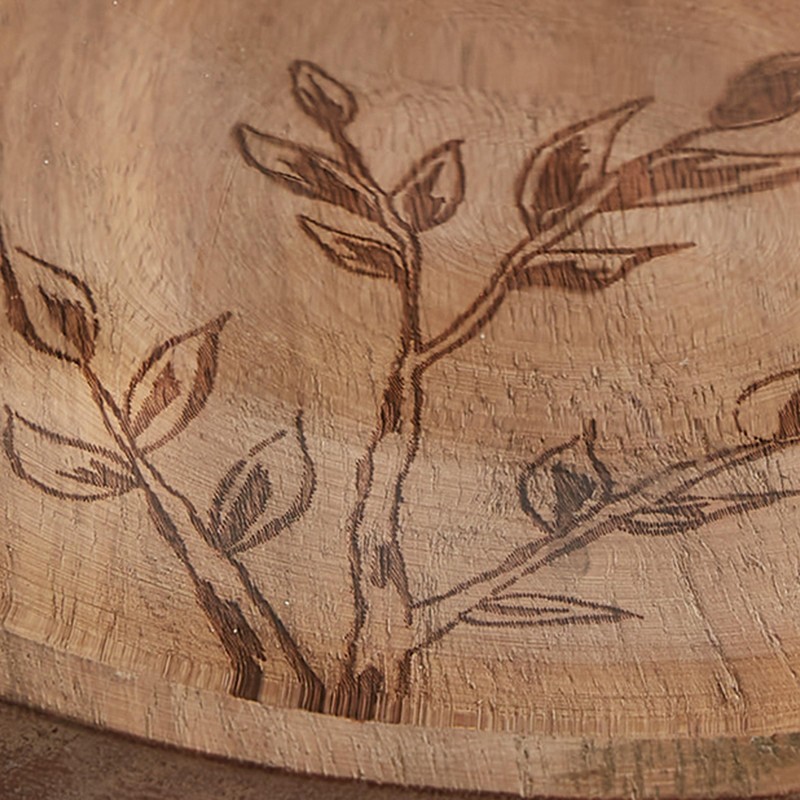 Park Designs Leaves Wood Cheese Board with Glass Dome