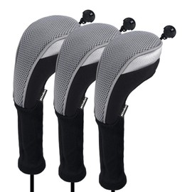 Andux 3Pack Long Neck Golf Hybrid Club Head Covers Dial No. Tag CTMT-02 (Grey)