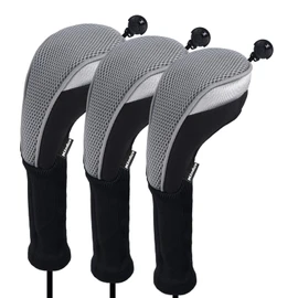 Andux 3Pack Long Neck Golf Hybrid Club Head Covers Dial No. Tag CTMT-02 (Grey)