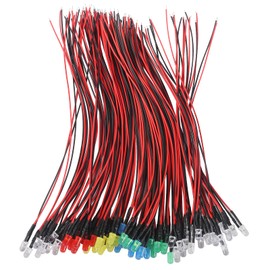 90PCS 12V LED Lights Emitting Diodes 5mm 7 Colors Pre Wired Kit Mini Single LED Bulb Lamps RGB White Red Yellow Green Blue