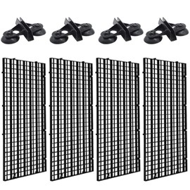 Samcos Aquarium Partition Board Separator, 11.8 x 5.9 inches (30 x 15 cm), Aquarium Separator, Filter, Net with Rubber Suction Cup, Set of 8 (Black)