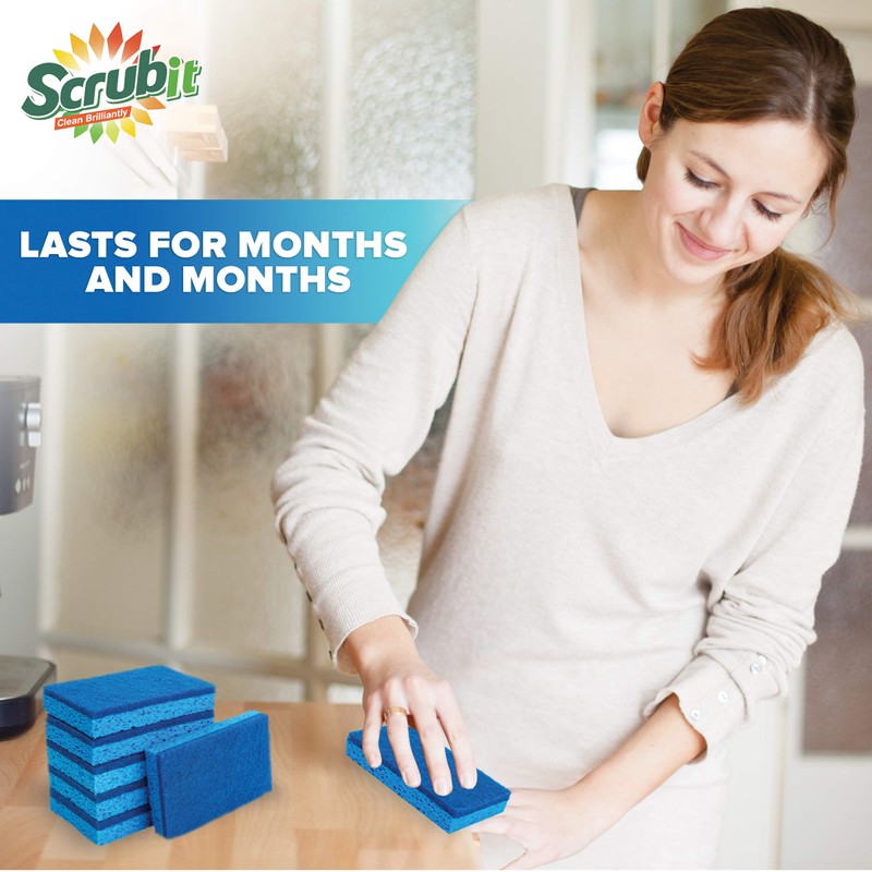 Scrubit Non-Scratch Cleaning Scrub Sponges- Scrubbing Dish Sponge Ideal for
