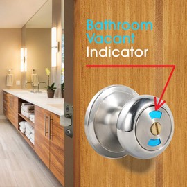 Mutex Twin-Pack Bathroom Door Lock Knob, Color Indicator for Vacant or Occupied in Use Restroom, Thumbturn, Emergency Unlock, Fits Standard 2 1/8" Doors