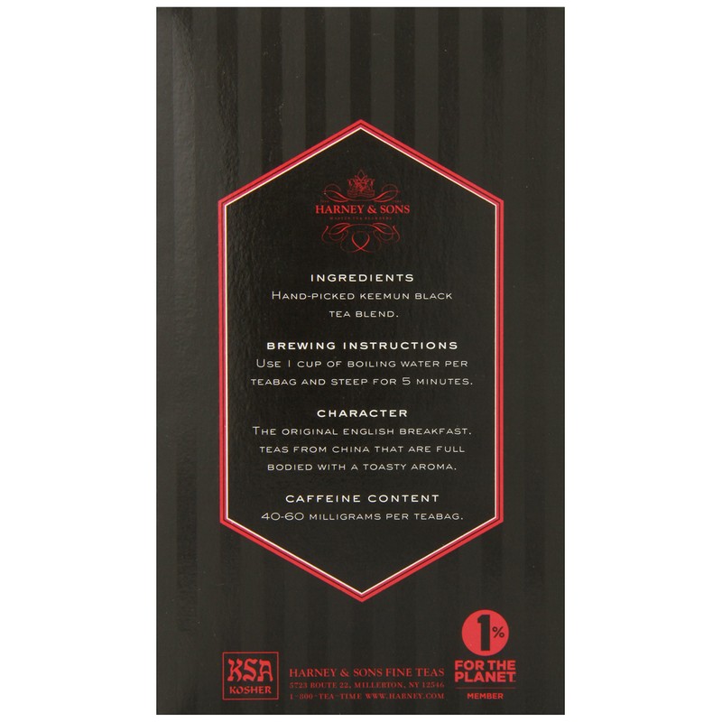 Harney & Sons Black Tea, Tea Bags, English Breakfast, 20