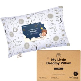 Mini Toddler Pillow with Pillowcase - 9x13 My Little Dreamy Travel Kids Pillow for Sleeping, Toddler Bed, Small, Tiny, Organic Cotton Pillowcase, Soft & Breathable, Kids 2-4 Years Old (KeaSafari)