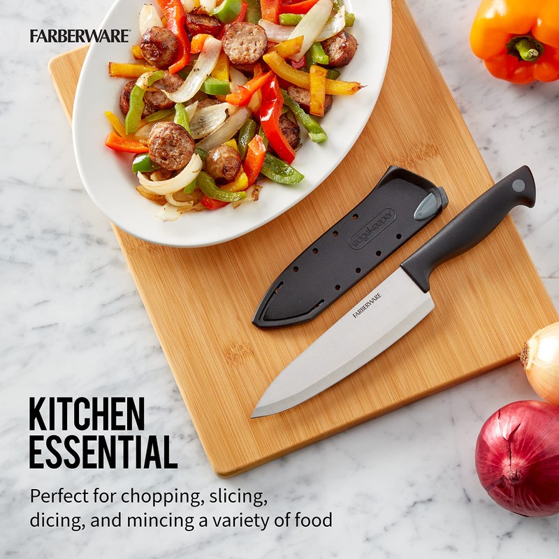 Farberware Edgekeeper 6-Inch Chef Knife with Self-Sharpening Blade Cover, High