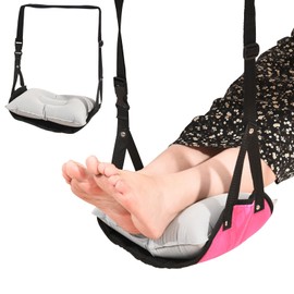 Footrest Airplane, Aeroplane Footrest Foot Hammock Aeroplane with Inflatable Cushion, Portable Foot Hammock Flight, Footrest Travel Accessories, Footrest Airplane for Hours of Sitting, Red