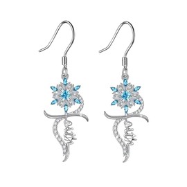 Snowflake cross earring for womens Faith Cross Drop Dangle Earrings for Women Elegant 925 Sterling Silver Infinity Love Dainty Hypoallergenic Hanging Charm Dangling Earrings for Womens