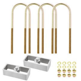 Universal Leaf Spring Lowering Block Kit, 1.5 Inch, 2-1/2" Wide, 5" Long, Zinc-Plated U-Bolts, Premium Steel Construction for Long-Lasting Finish