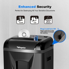 Wingwise P-5 High-Security Micro-Cut Shredder (2x12mm, 58dB) – 9 Sheets, 2.4m/min, Shreds CDs/Credit Cards, 5.8Gal Bin for Home/Office