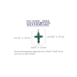 Silvershake 2.34ct. Natural Emerald Green Agate White Gold Plated 925 Sterling Silver Victorian Cross Pendant