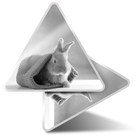 2 x Triangle Stickers 10cm - BW - ny Ginger Rabbit Pet Laptop Tablet Luggage Scrapbook #42031