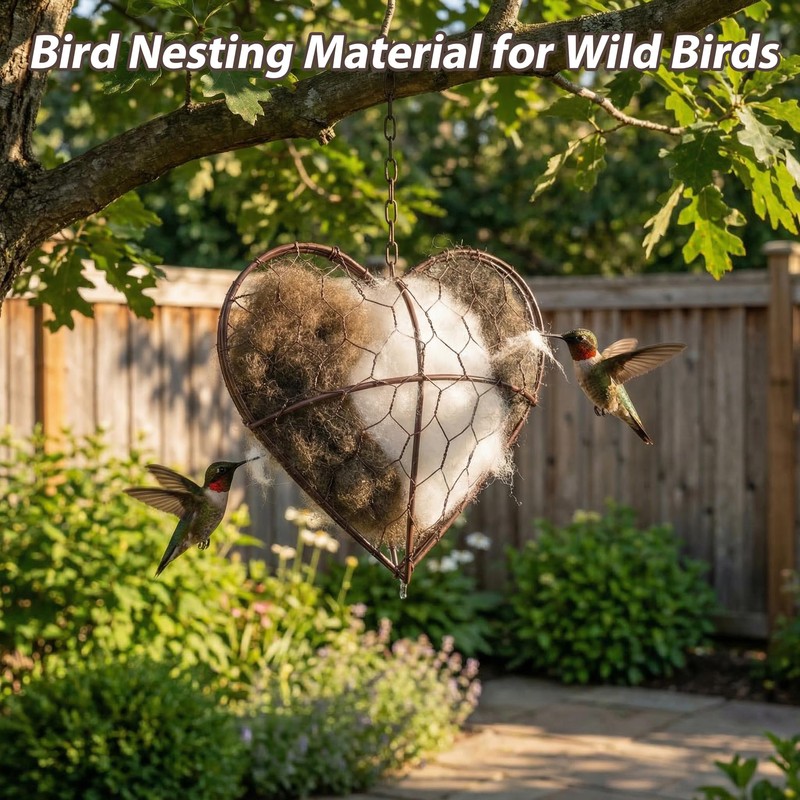 doyyi Alpaca Fiber Bird Nesting Heart - Refillable Bird Nesting