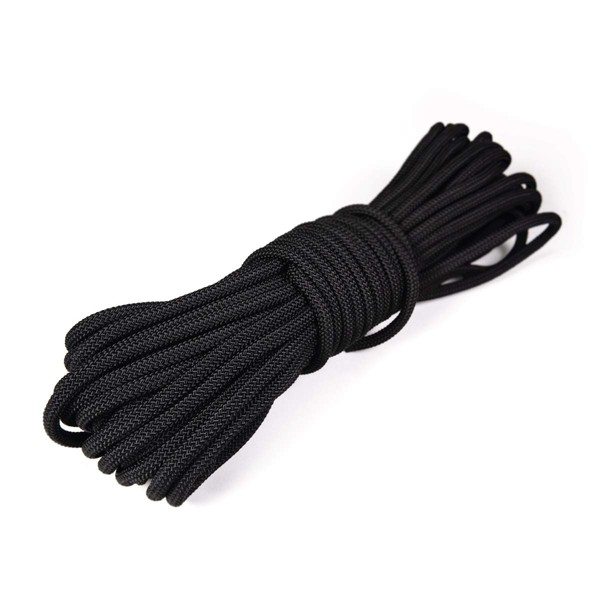 Atwood Rope MFG 3/8” inch Braided Utility Rope. Black, 100ft Made in USA, Lightweight Strong Versatile Rope for Camping, Survival, DIY, Knot Tying