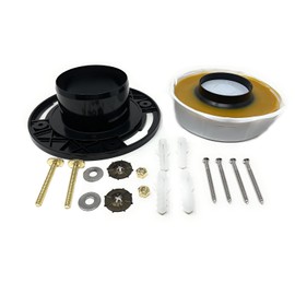 Toilet Flange with Wax Ring for Toilets Replacement Kit Includes Bolts PVC Toilet Flange Repair Kit for 3" or 4" Pipes, Fit Toilet Install & Repair