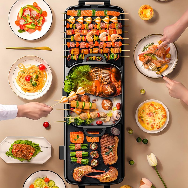 AORAN Smokeless Electric Hot Pot & Grill Combo, Large 9.5"x29"