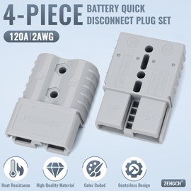 ZEHGCH 120Amp 2 Gauge Battery Cable Quick Connect/Disconnect Connector Plug Kit for Car Forklift Motor Winch Trailer (2AWG4PCS Grey)