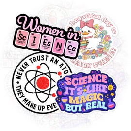 Science Teachers Students Lovers Sticker Its Like Magic But Real Never Trust an Atom Day to Learn Waterproof Die Cut Vinyl & Transparent DTF Decal for Water Bottle Laptop Car Helmet Gifts for Her Him