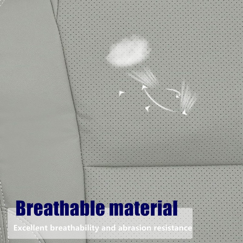 Priprilod Gray Perforated Leather Driver Side Bottom Seat Cover Compatible
