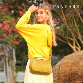FANDARE Casual Shoulder Bags Women Satchel Waterproof Nylon Lightweight for Sport Work Hiking Shop Crossbody Bag Yellow