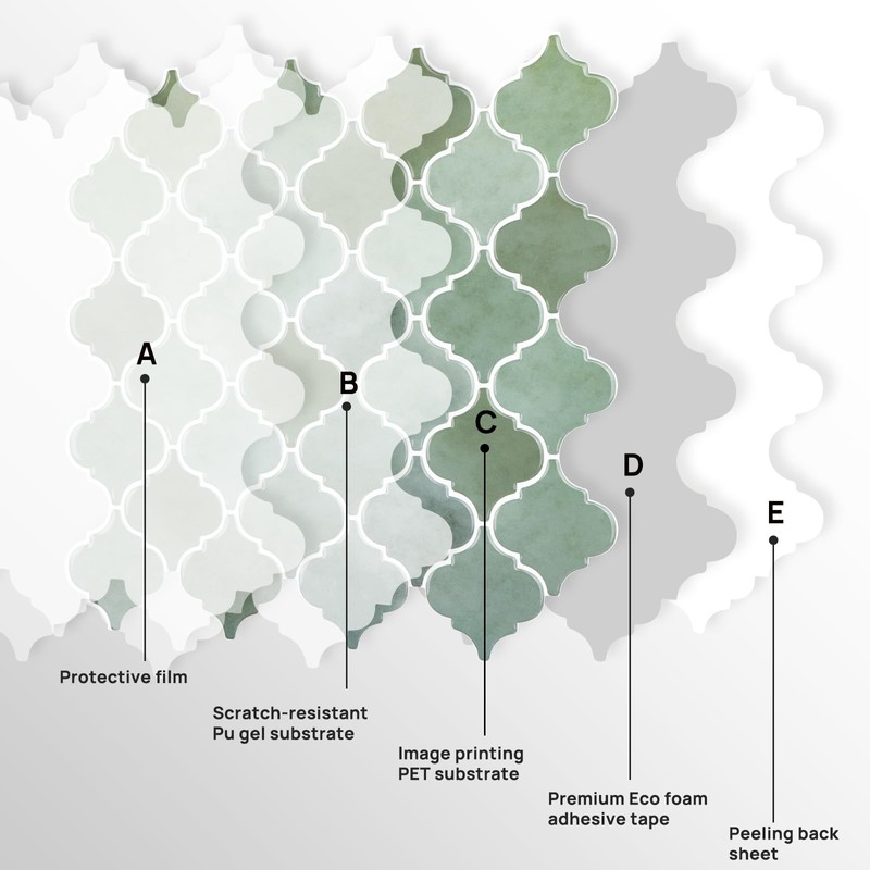 Arabesque Peel and Stick Backsplash for Kitchen, Thicker Design 3D