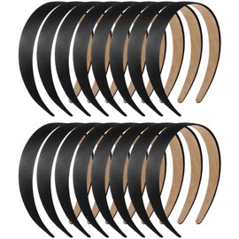 Ondder 16 Pack Black Headband Satin Headband for Women Girls Hair Accessories for Girls Headbands for Women Non Slip DIY Craft Hair Accessories
