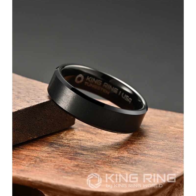 King Ring 6mm Tungsten Ring – Super Polished Matt Black