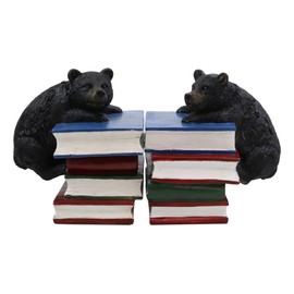Ebros Gift Rustic Wildlife Bear Cubs Climbing Stack of Books Bookends Pair Resin Figurine 6.5" High Decorative Bears Statue Set Home and Office Cabin Lodge Mountain Resort Decor Book Organizer Accent