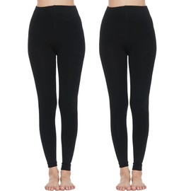 MANZI 2 Pairs 400D Women's Black Footless Thermal Warm Winter Fleece Tights, XX-Large