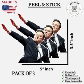 Elon Funny Face Roman Salute Sticker – Vinyl Decal Pack of 3 – 5 Inch Wide by 3.5 Inch Height – Waterproof and Removable Decals for Cars, Laptops, Water Bottles, Windows, Toolboxes, Meme Sticker
