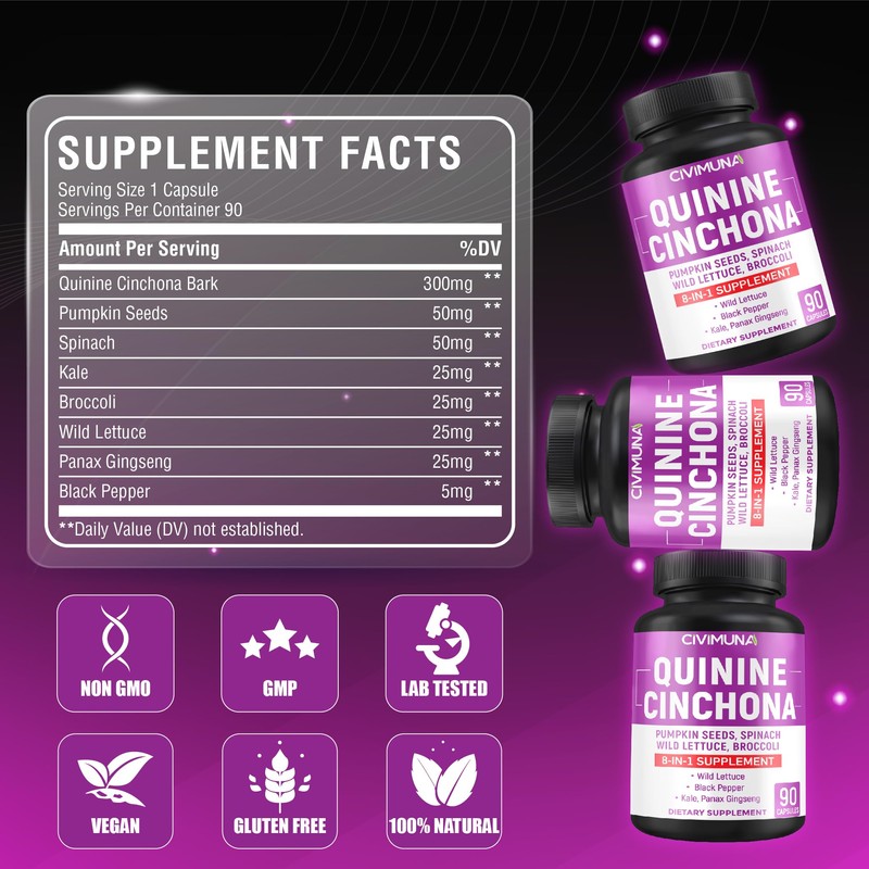 CIVIMUNA Quinine Cinchona Bark Capsules with Quinine Cinchona Bark, Pumpkin
