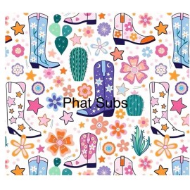 Unbranded 20oz Sublimation Tumbler Wrap Colorful Western Boots Ready To Press Transfer