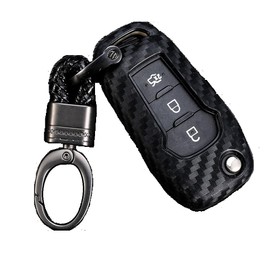 ROYALFOX (TM 2/3 botones de mando a distancia para 2015, 2016, 2017, 2018, 2019, Ford F150 F250, Focus 3 Escort Kuga Everest Fiesta Mustang Edge MKV Fusion 2016 Ranger (fibra de carbono de silicona)