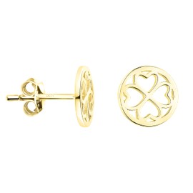 SOFIA MILANI - Women's Earrings 925 Silver - Circle Clover Stud Earrings, Yellow Gold