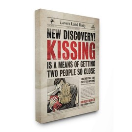 Stupell Industries Kissing Funny Newspaper Vintage Comic Book Design Canvas, Multi-Color